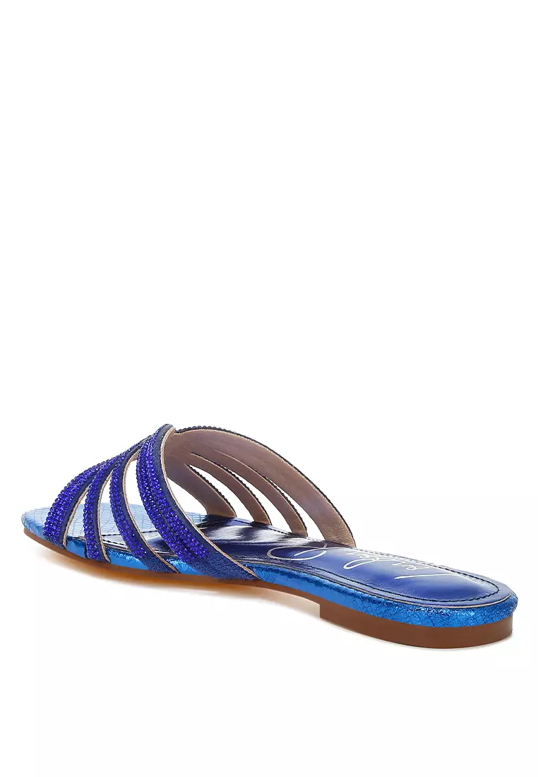 Flat Potong Berlian Imitasi Biru Royal