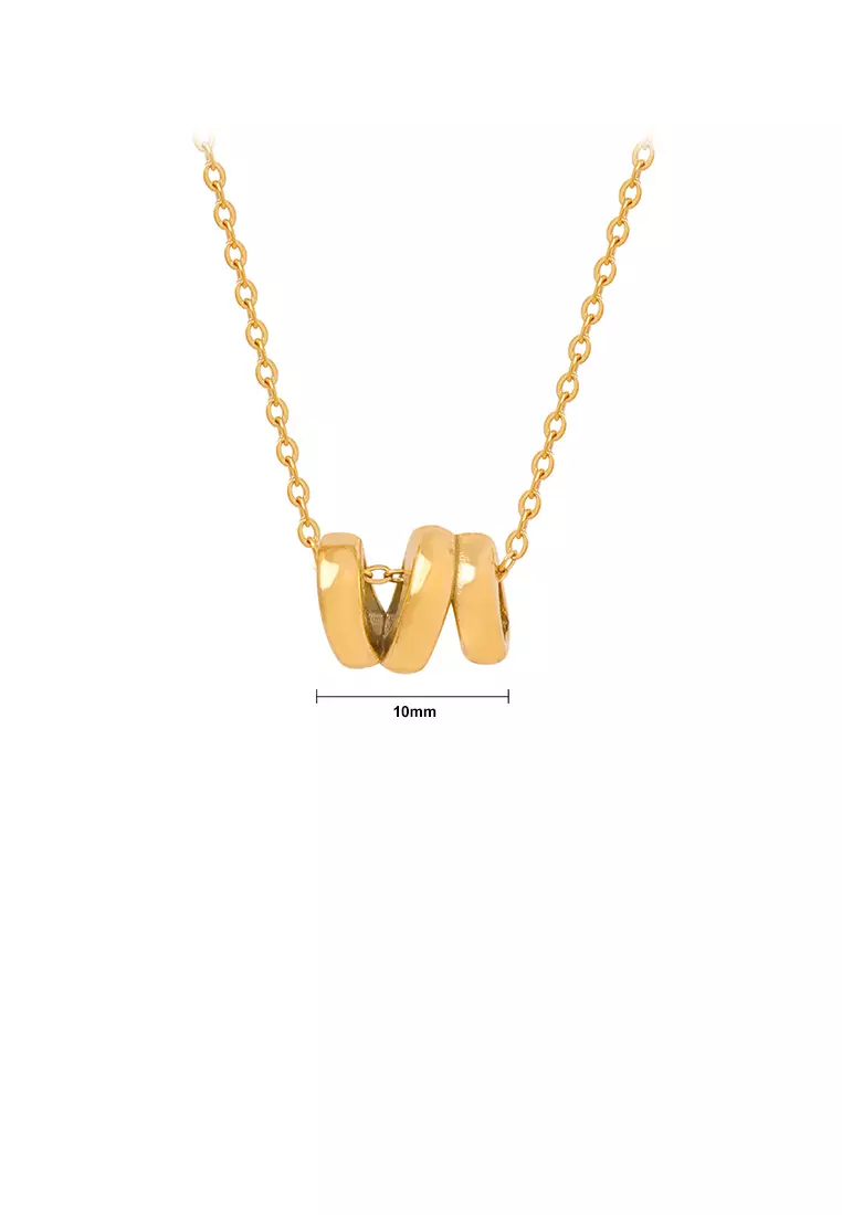 Simple and Fashion Plated Gold 316L Stainless Steel Geometric Ring Pendant with Necklace