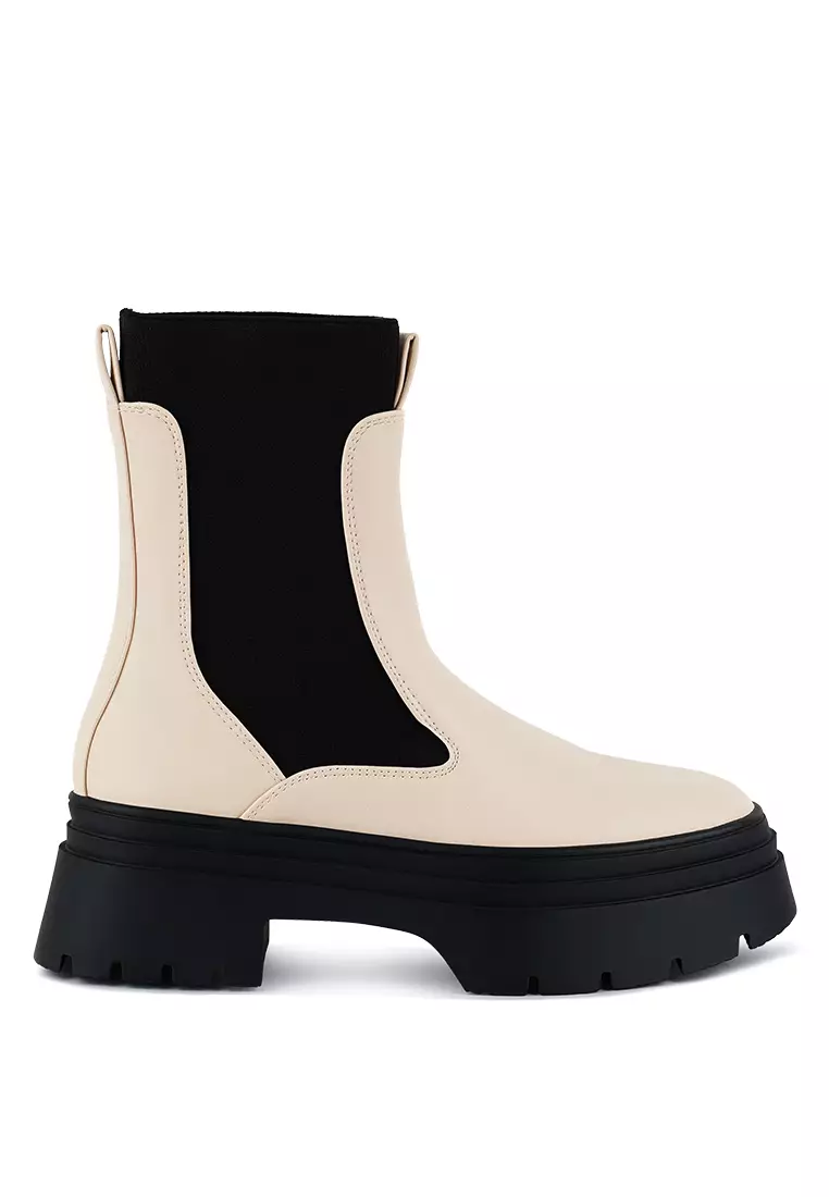 Discount on London Rag  shoes - SKU: Ecru High Top Chunky Chelsea Boots