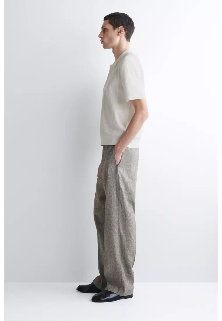 TEXTURED-PANEL COTTON POLO SHIRT