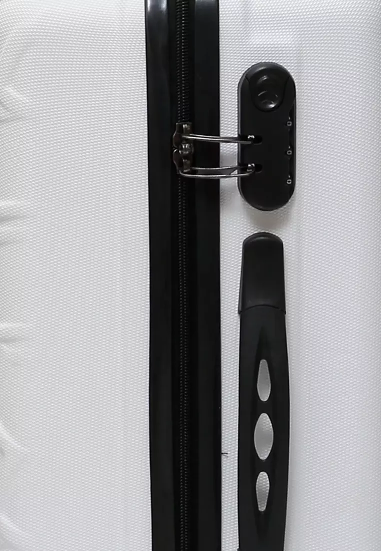 Carlton Koper Hardcase Desain Hexagon Size 20 Inch Suitcase Unisex with Rear Compartment Rubber Slot Material ABS+PVC Coated ORIGINAL - White