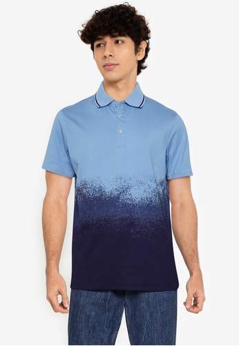 FIDELIO blue Printed Dye Polo Shirts 482D7AAA2A0E51GS_1