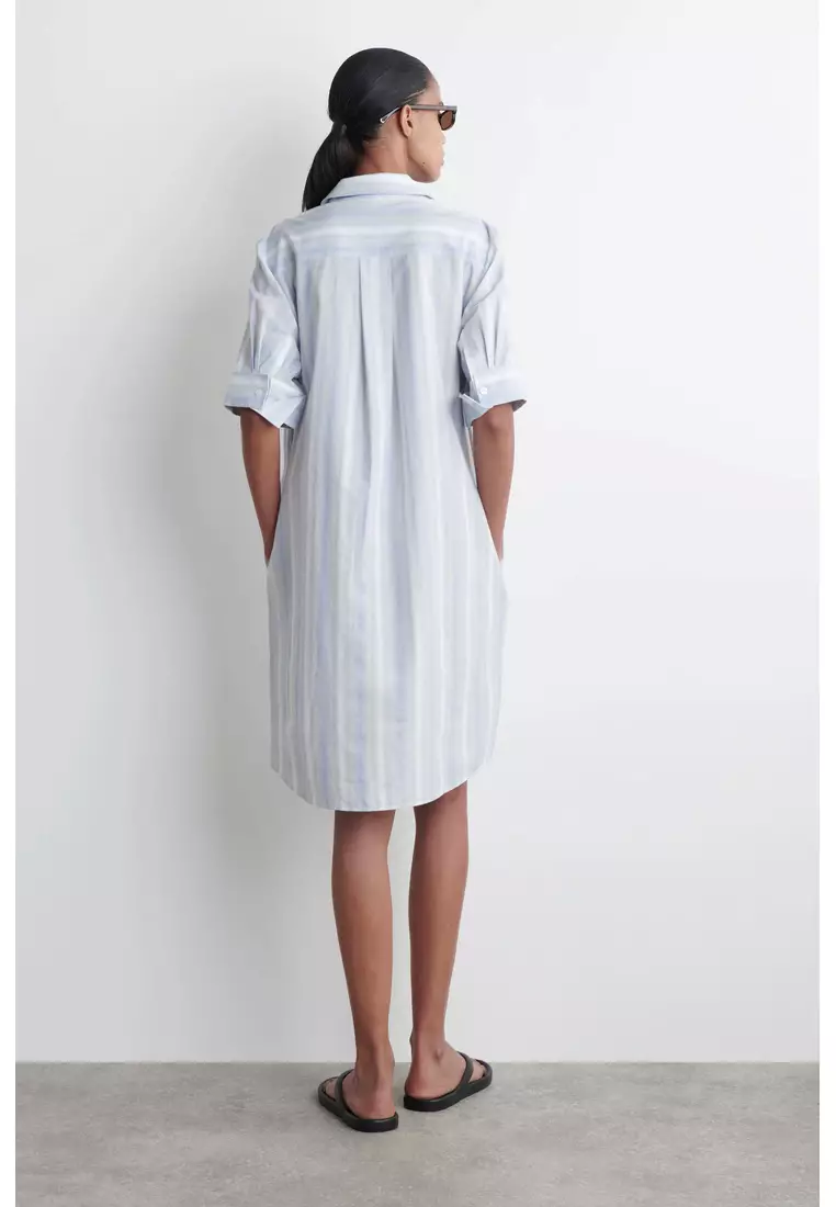 STRIPED SHORT-SLEEVED SHIRT DRESS