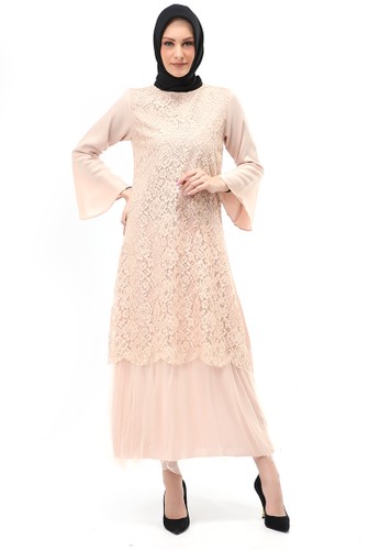 Evernoon brown Regita Gamis Brukat Muslimah Wanita Long Dress Regular Fit - Coksu 1D29FAA0C088A0GS_1