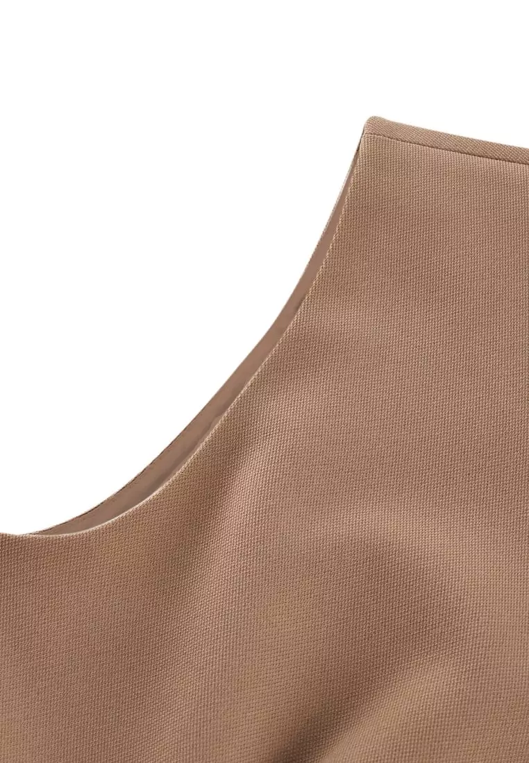 Metallic Button Mock Neck Dress