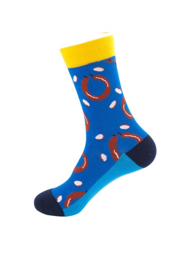 Kings Collection blue Sausage Pattern Cozy Socks (One Size) HS202264 4949DAA9A0329FGS_1