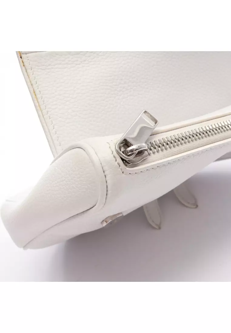 Pre-Loved Christian Dior saddle bag body bag leather white
