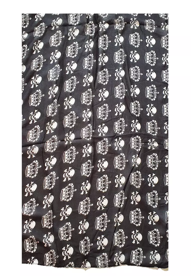 Skull Crown Poly-Printed Scarf Black