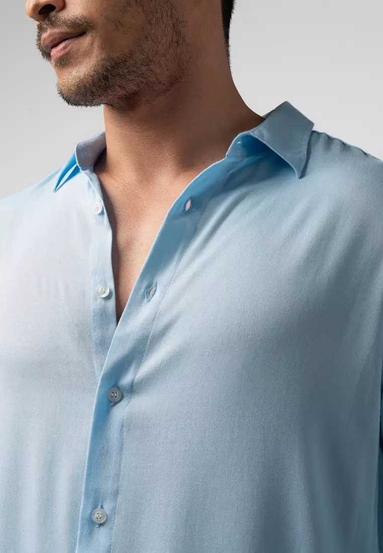 Viscose Soft Blue LS Casual Shirt