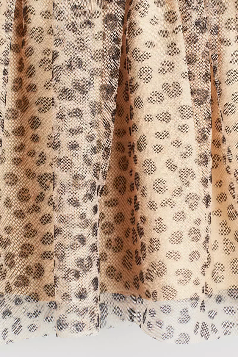 Printed tulle-skirt sweatshirt dress