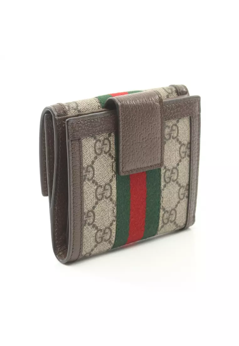 Buy Gucci Pre loved Gucci Ophidia GG Supreme french flap wallet