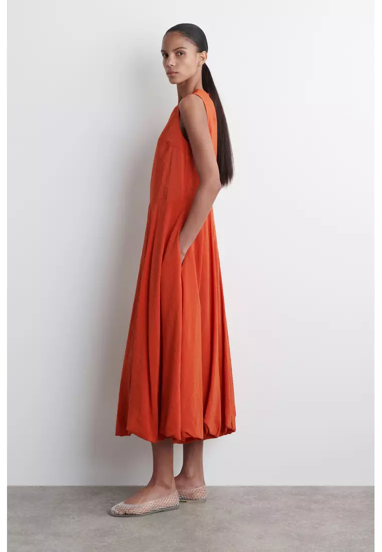 SLEEVELESS BUBBLE-HEM MIDI DRESS