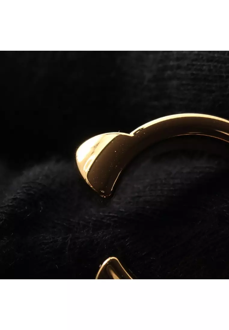 Pre-Loved Hermès Athena Double crew ring ring GP leather gold black