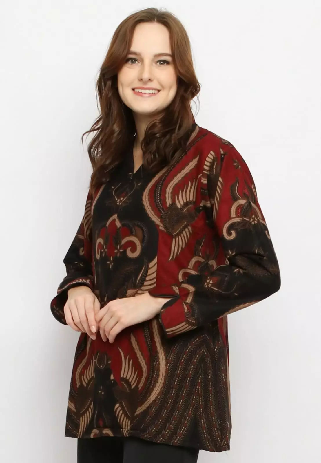 Blouse Batik Halayudha Maron Premium Slimfit Elegant