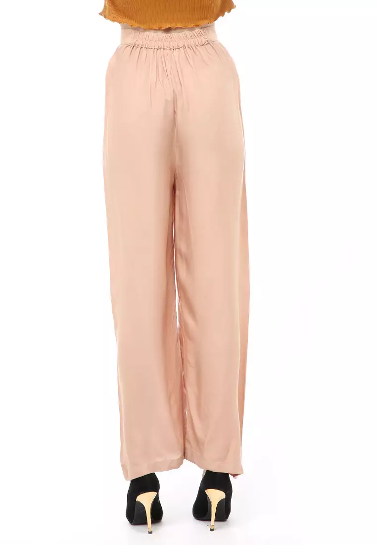 Jourel Celana Panjang Kasual Kulot Highwaist Wanita Style Kancing Resleting Material Rayon ORIGINAL - Millo