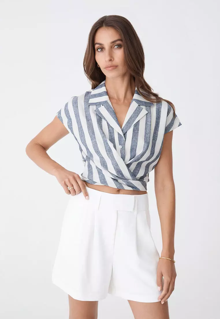 Ikaria Linen Blend Wrap Shirt