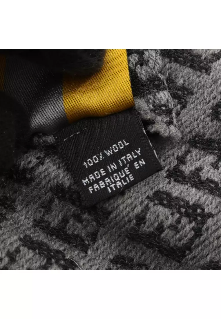 Pre-Loved Fendi FF pattern Scarf wool gray black