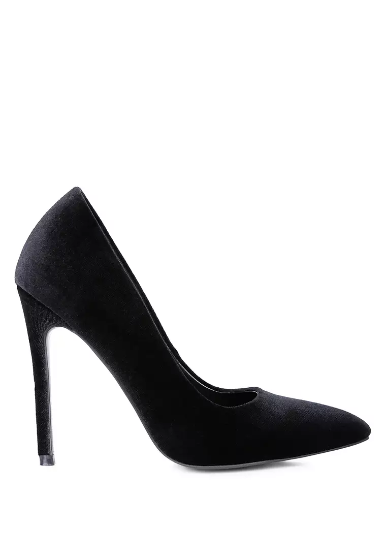 Discount on London Rag  shoes - SKU: Black Velvet High Heeled Sandals