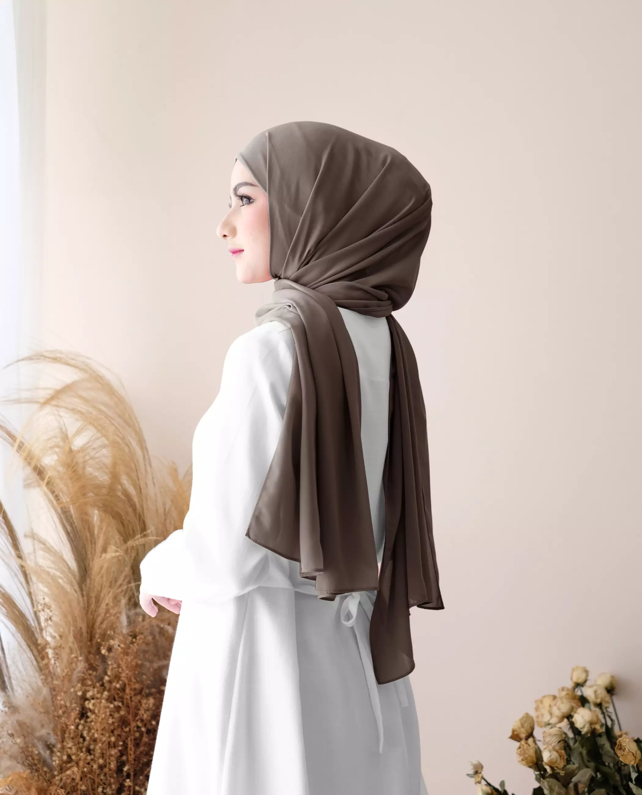 Pashmina Inner Instan 2in1 Ceruty Baby Doll - Brownie