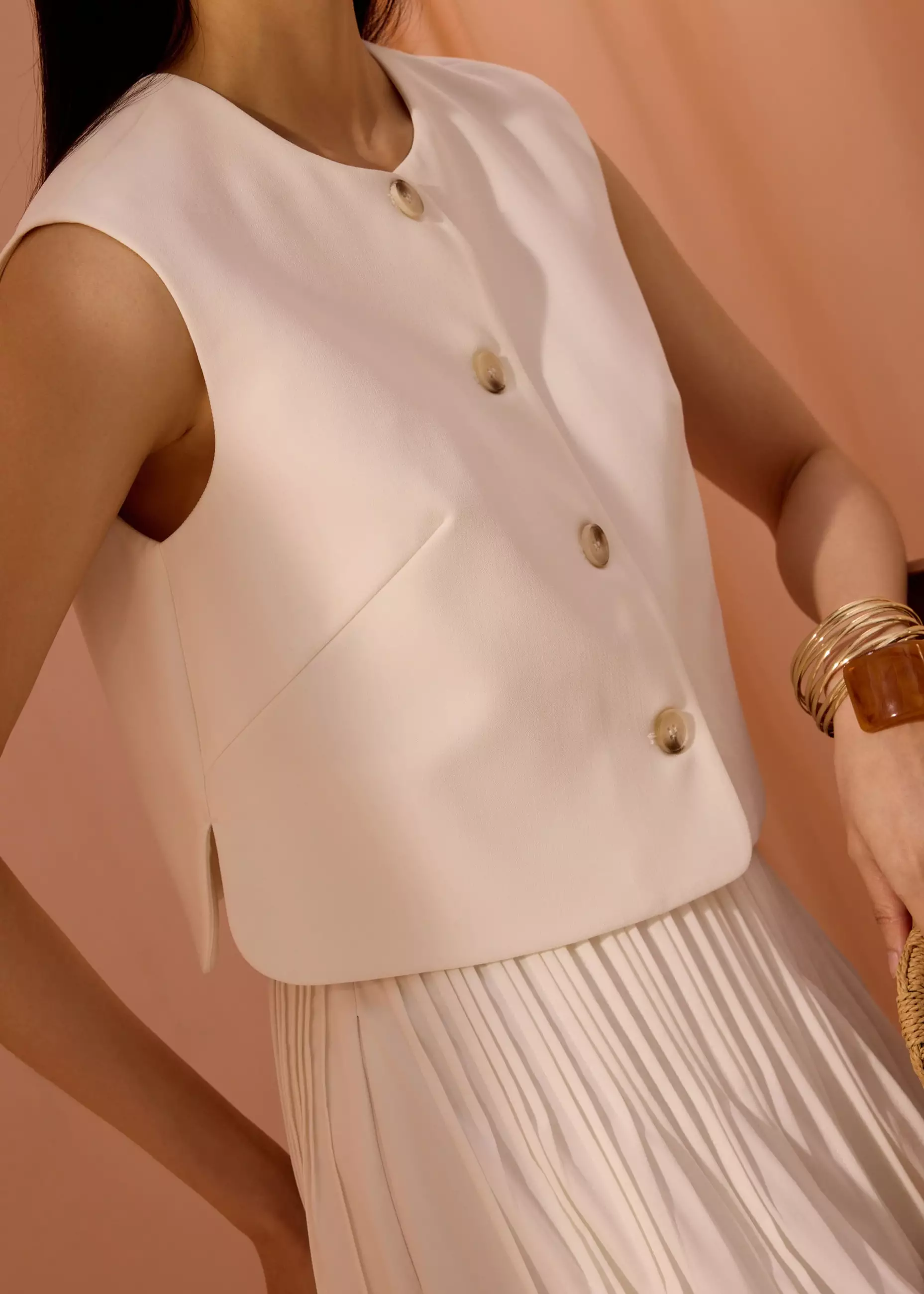 Atasan Wanita - Sammie Boxy Button Down Crop Top