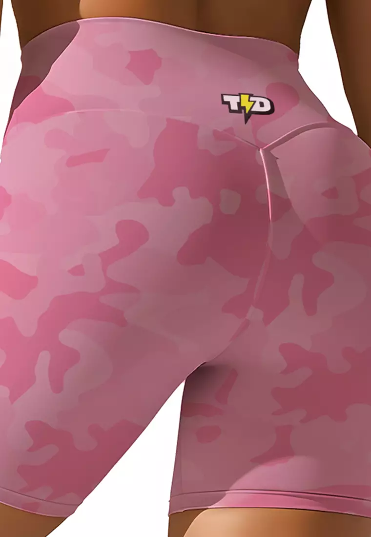 LB110 Celana Legging Td Bolt 5inch Gym Yoga Crossfit Pink Camo