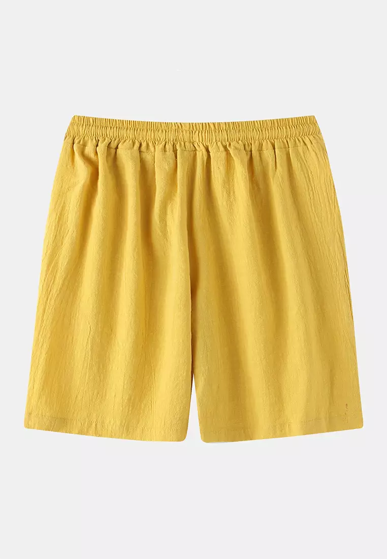 Cotton Linen Solid Color Beach Shorts YL-DK01