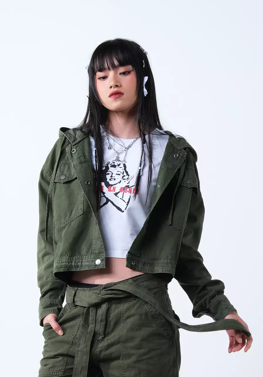 Jaket Wanita Cropped Cleo Army