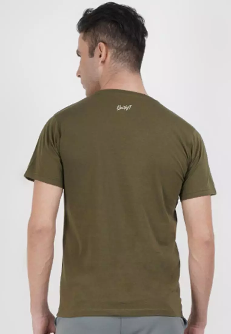 Have A Good Trip Olive Cotton Short Sleeve Crew Neck Regular Fit Tee