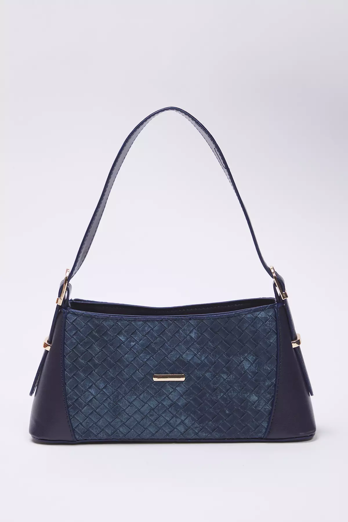 Navy Blue Textured Women City Shoulder Bag Takss25Oc00040