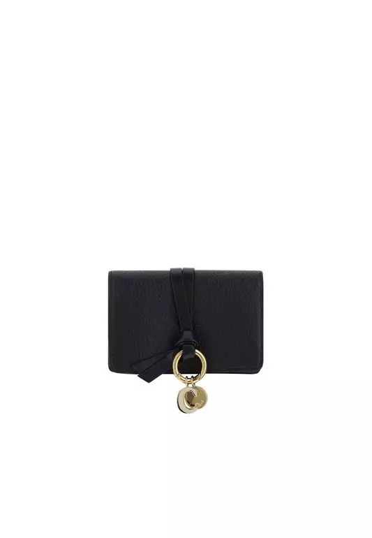 Grained Leather Wallet with Charm Detail