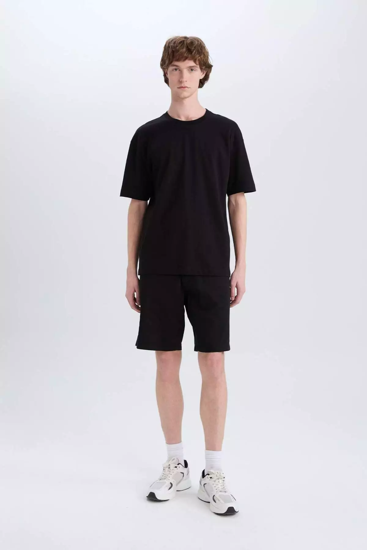 100% 棉 寬鬆闊管圓領基本款淨色短袖T恤 E6885Axns