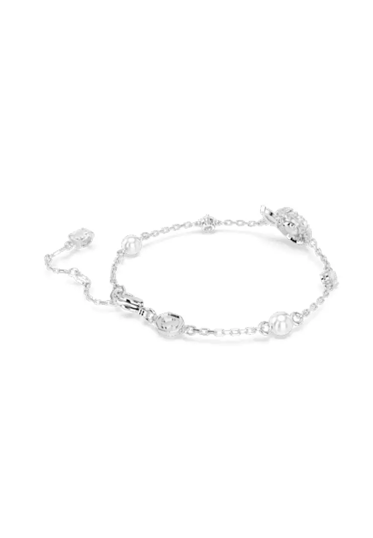 Snake Bracelet, Crystal Pearl, Mixed Cuts, Year Of The Snake, White, Rhodium Plated