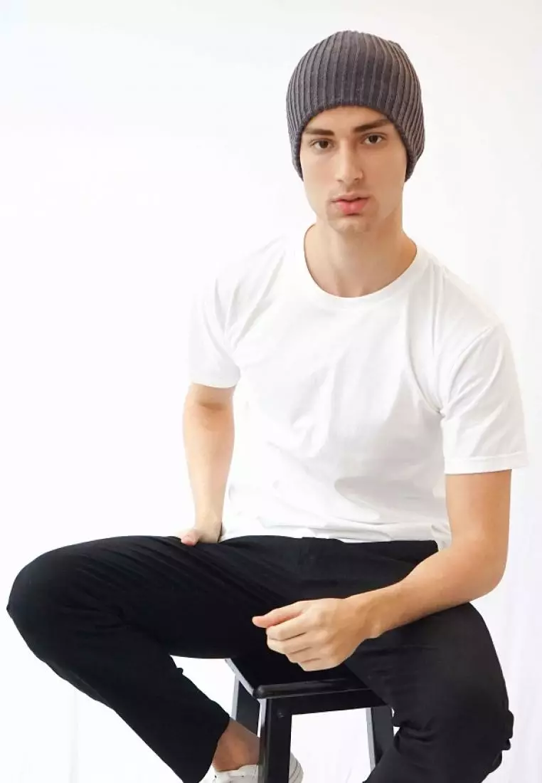 Houseofcuff Topi Kupluk Rajut Beanie Hat Polos Topi Gunung abu tua