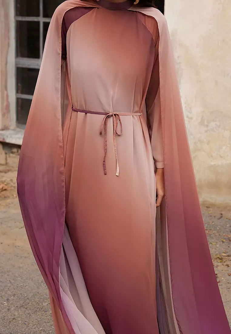 X Ai Brown Gradient Cape Evening Dress Tctaw25Db00019
