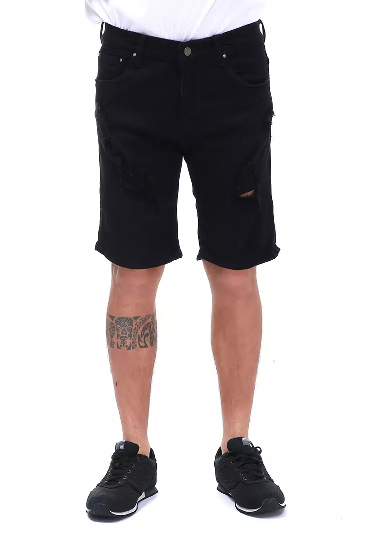 Rissham Celana Pendek Pria Ripped Short Pants Casual Material Jeans ORIGINAL