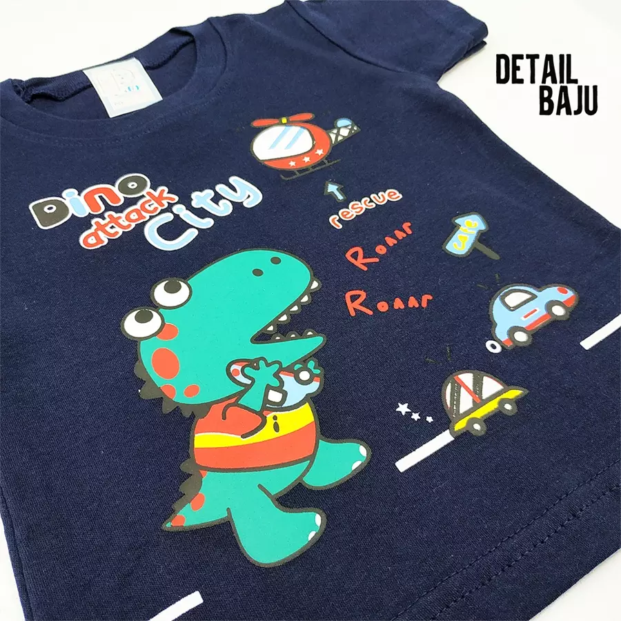 Wakakids Baju Bayi Anak Laki Laki Setelan Celana Kaos Usia 6 Bulan Hingga 12 Bulan Motif Dino 2949 Merah