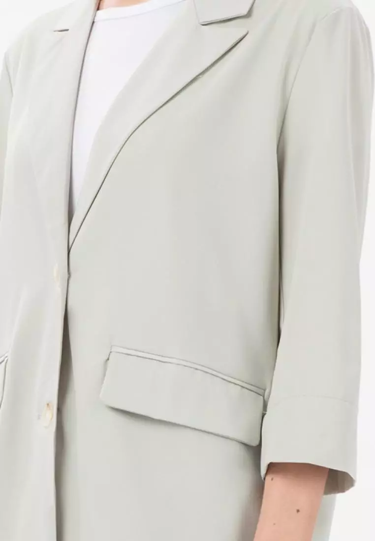 Mid Sleeve Blazer & Pants Suit in Green