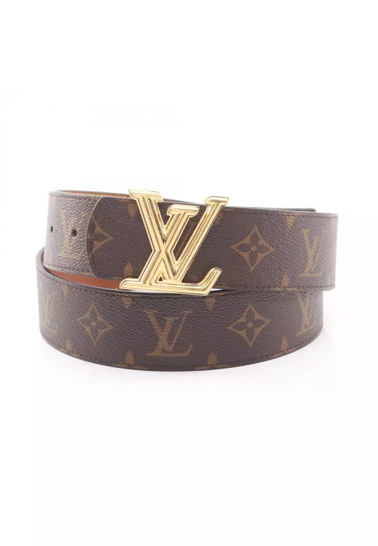 Pre-Loved Louis Vuitton LV Dimension Monogram belt PVC leather Brown Dark brown reversible