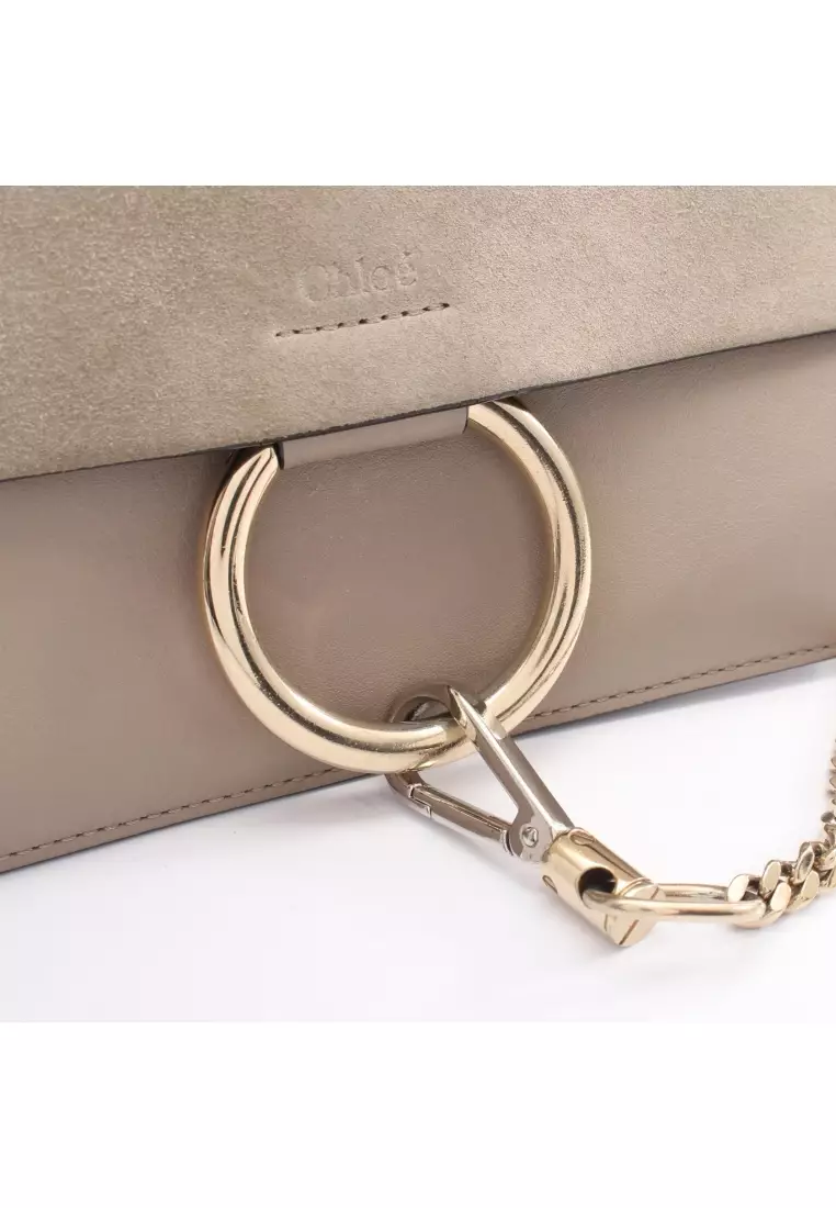 Pre-Loved Chloé Faye Shoulder bag leather suede Gray brown