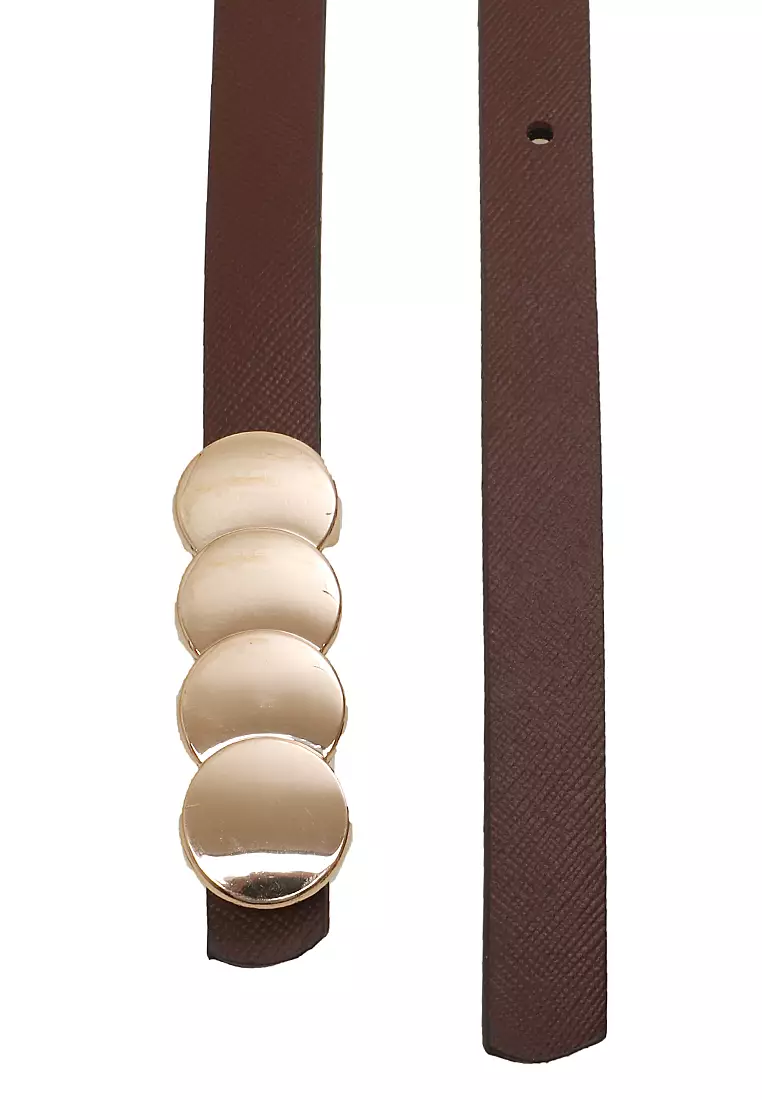 Fern Ikat Pinggang Gesper Wanita Stylish Casual Comfortable Material Leather Kulit ORIGINAL - Coffee