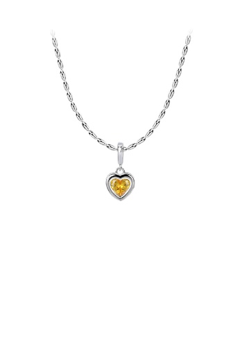 Glamorousky yellow 925 Sterling Silver Fashion Romantic November Birthstone Heart Pendant with Yellow cubic Zirconia and Necklace 118FEAC495281CGS_1