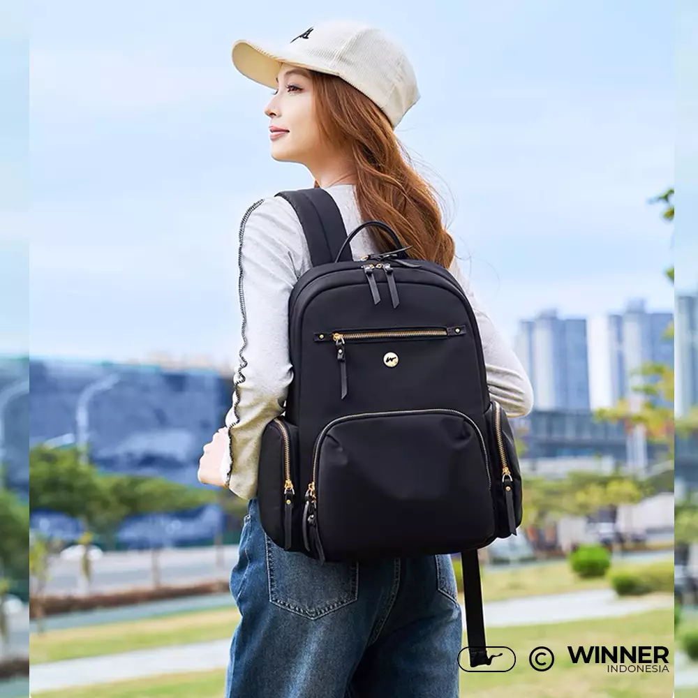 WINNER Tas Ransel Laptop 14 inch Oxford Anti-Air Backpack Korean Style (T14-012) - Warna Hitam 14 inch