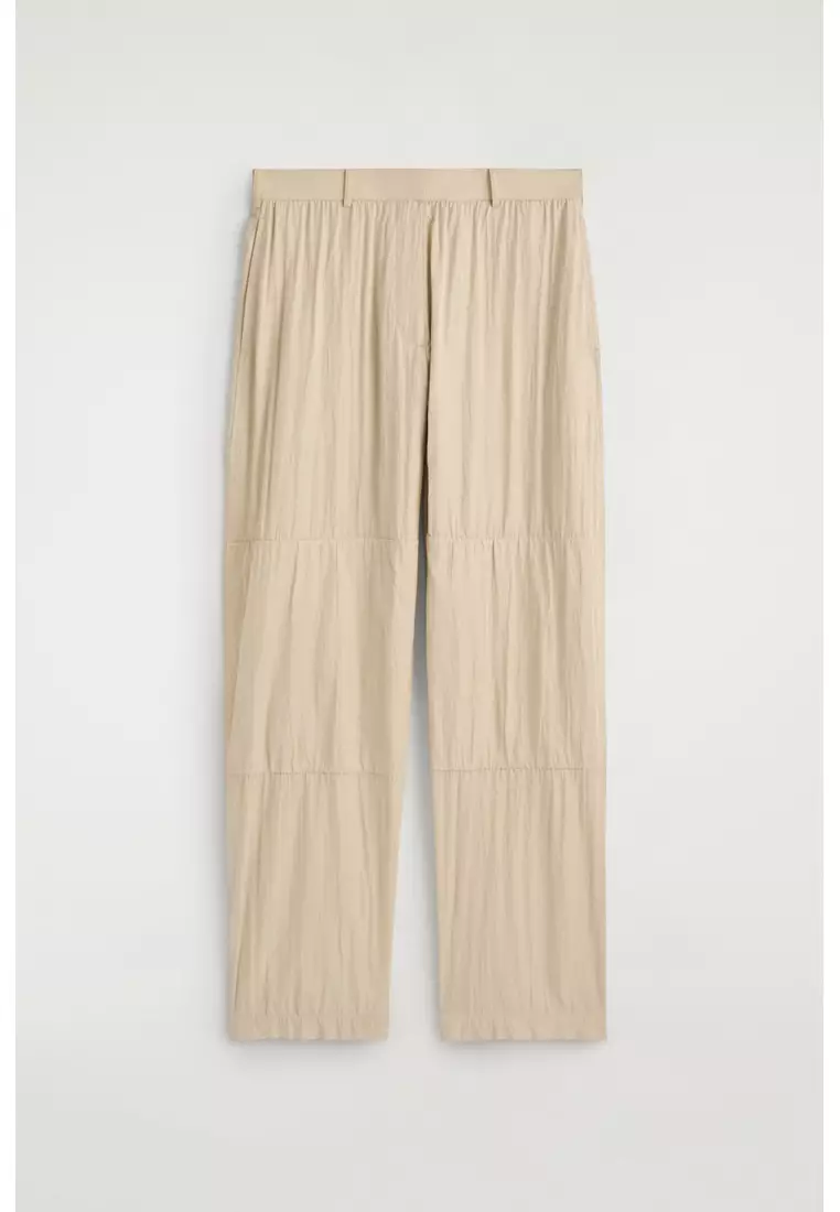 HANDMADE CRINKLED-SILK STRAIGHT-LEG TROUSERS