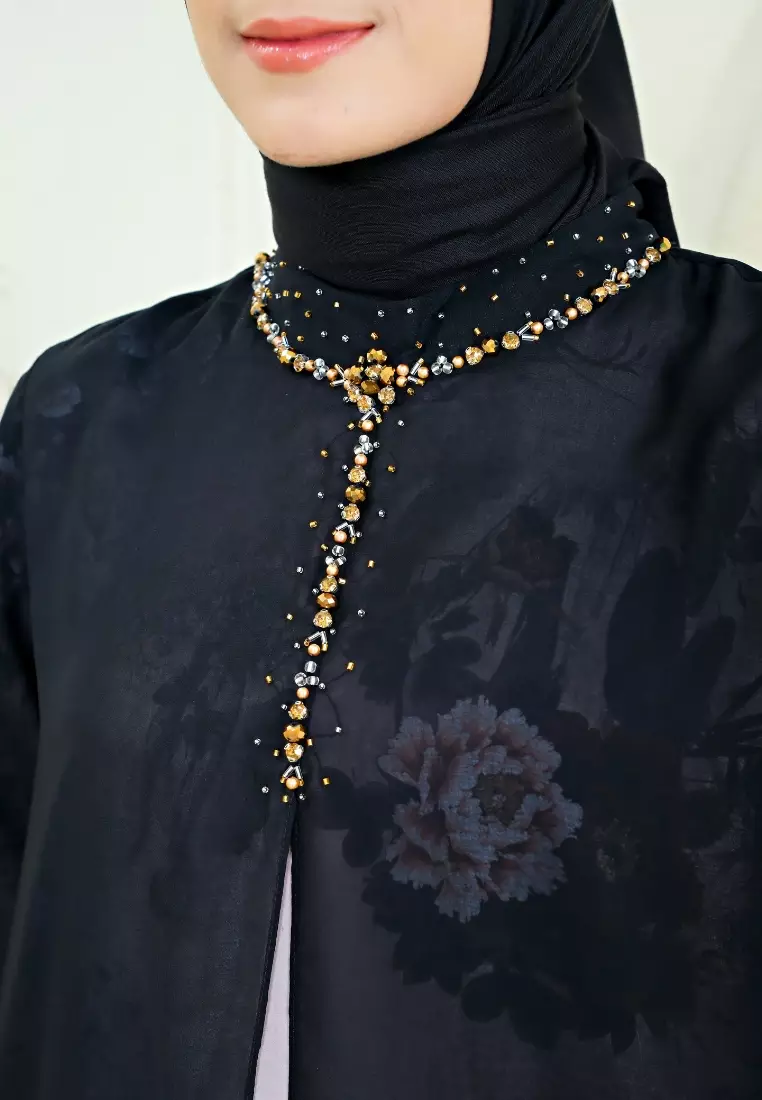 Mosleem Brown Mix Black Floral Payet By Brilliant Girl Warna Coklat kombinasi hitam