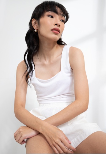 Origin by Zalora white Square Neck Cropped Top made from Tencel 86772AAC9F72B9GS_1
