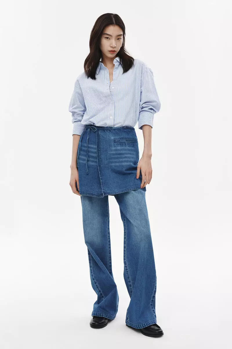 Skirt-layered trousers