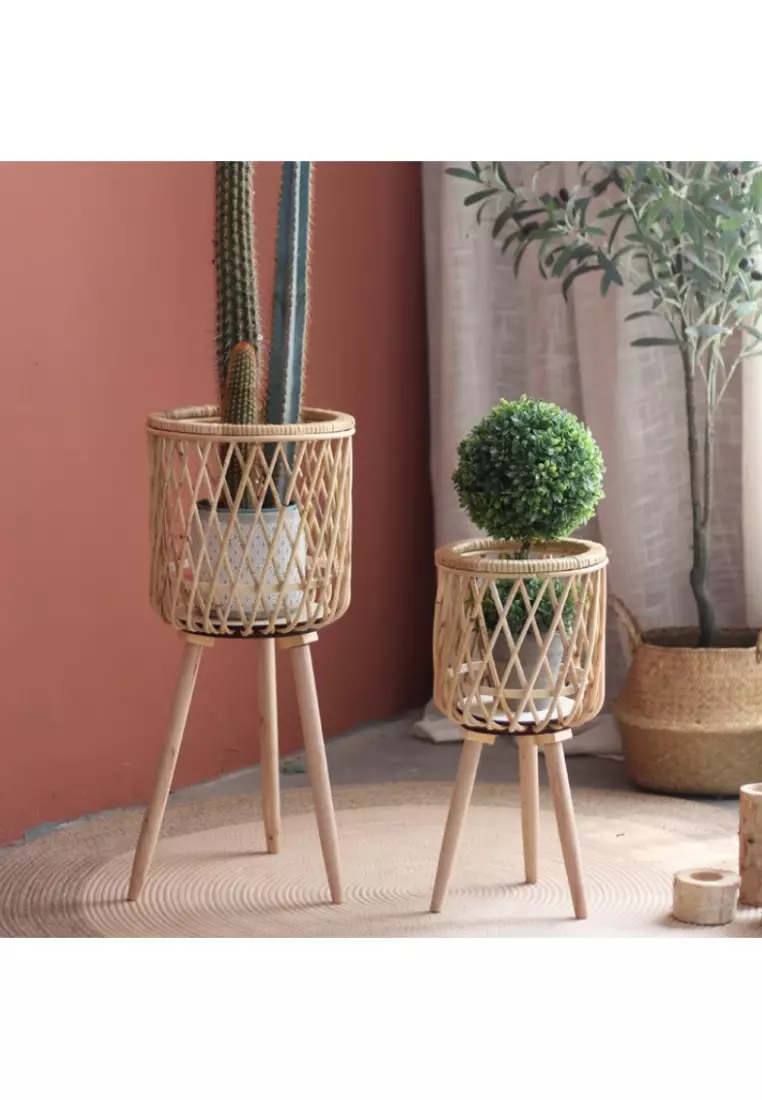 Buy DILAS HOME Woven Rattan Plant Pot Holder Stand (Small) Online