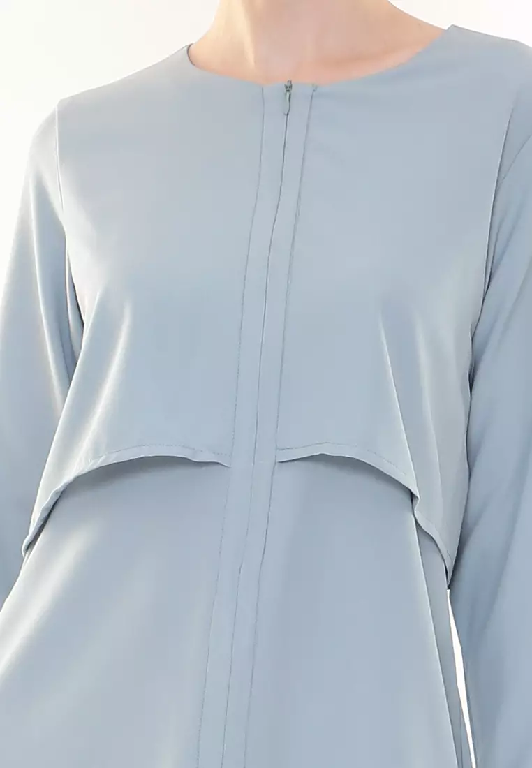 Aubrey Long Top Nursing Friendly in Dusty Blue