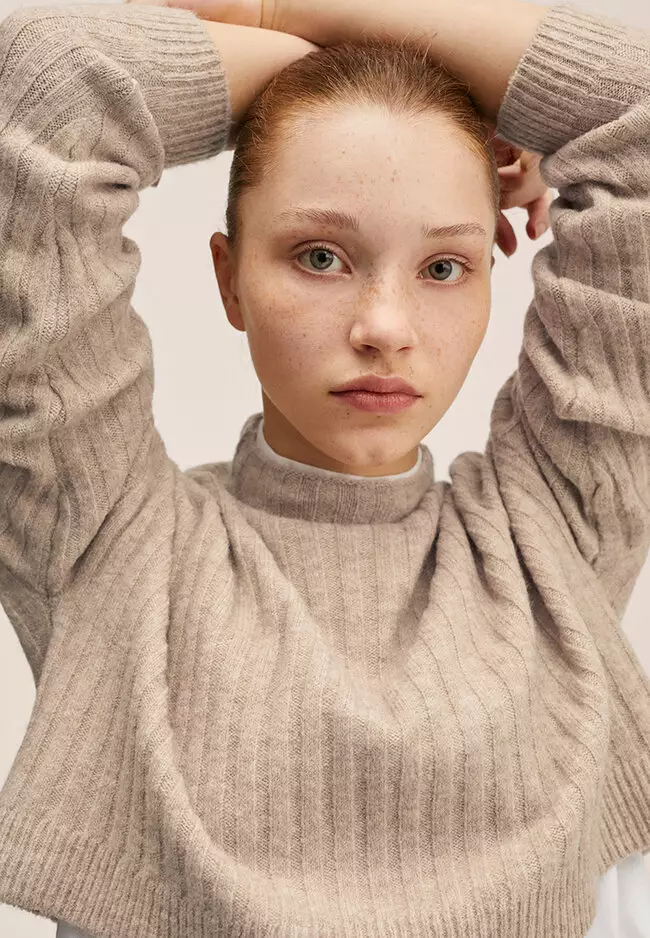 Teens Cropped Ribbed Sweater