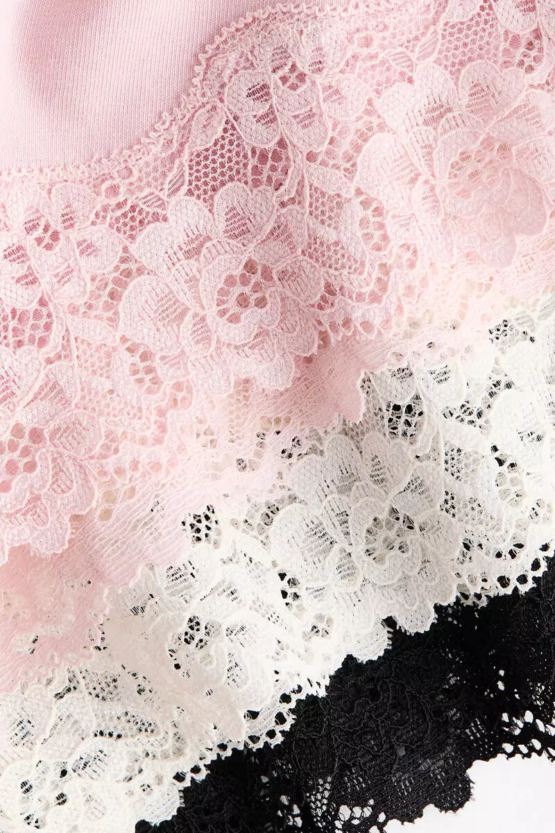 3-pack cotton and lace hipster briefs